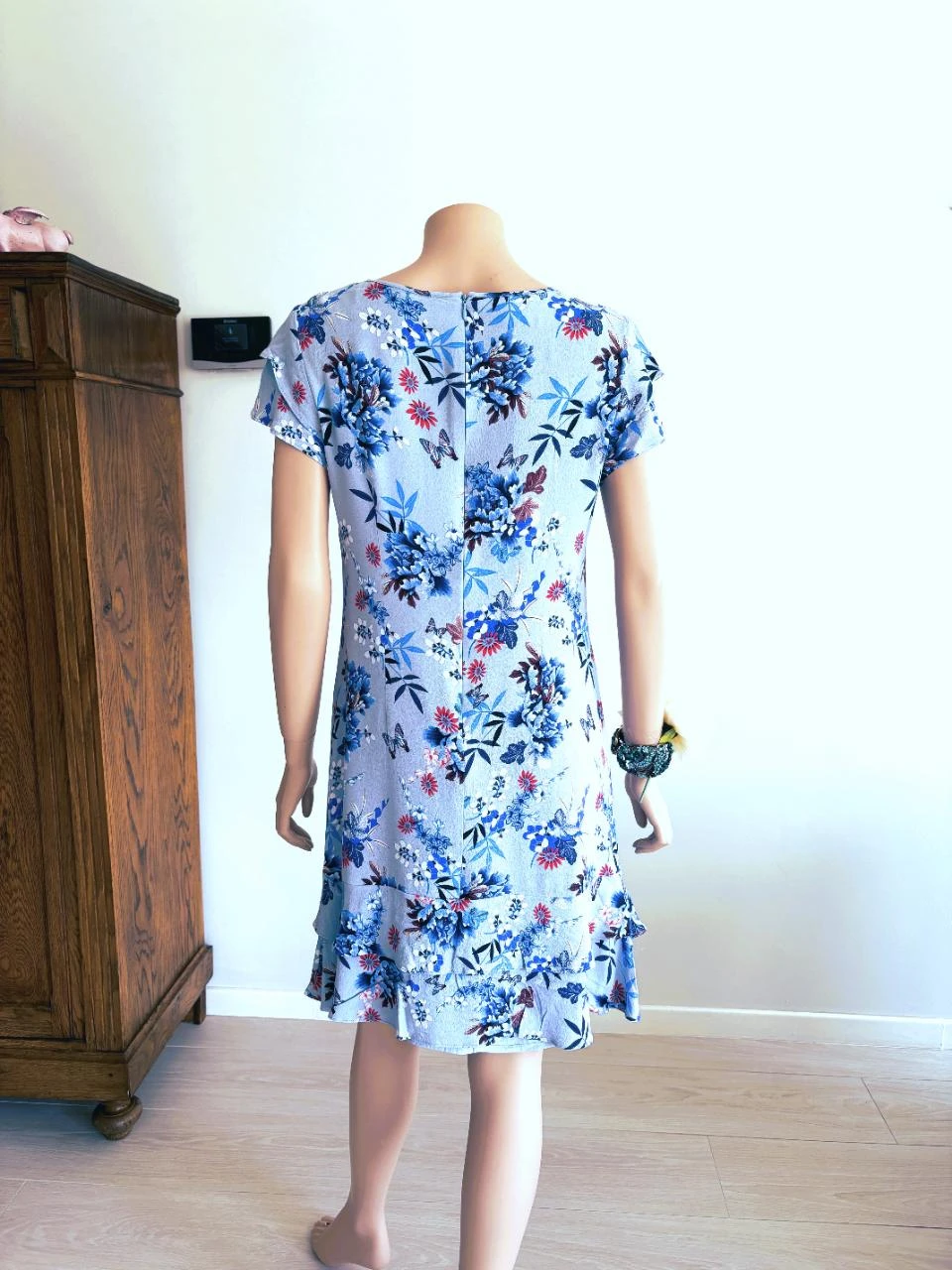 🌸 Vestido floral Taifun – plissado – duplo com babados – serve 38/40 – photo 3